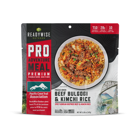 ReadyWise Outdoor Pro Adventure Meal Beef Bulgogi & Kimchi Rice freeze-dried food pouch