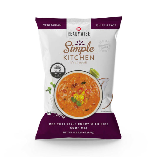 ReadyWise Simple Kitchen Red Thai Curry with Rice Soup Mix front packaging, vegetarian