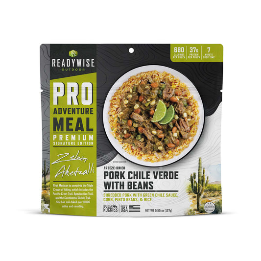 ReadyWise Pro Adventure Meal Pork Chile Verde with Beans freeze-dried food pouch front