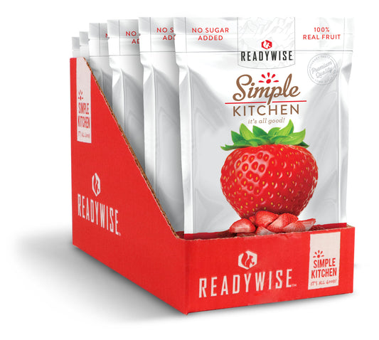 ReadyWise Simple Kitchen freeze dried strawberries 6-pack in red display box