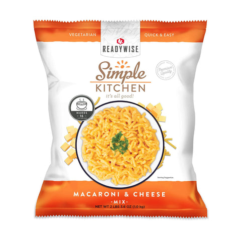 ReadyWise Simple Kitchen macaroni and cheese mix bag, vegetarian, quick and easy meal