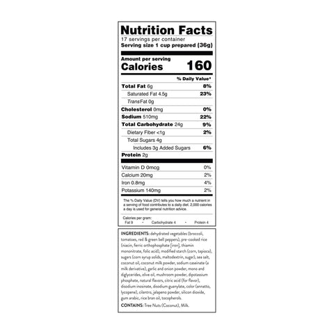 Red Thai Curry with Rice Soup Mix nutrition facts and ingredient label