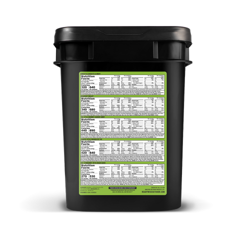 Nutrition Label for ReadyWise Pro Meal Trailblazer Bucket: 2 Servings Per Pouch, 12 Pouches In Each Bucket.