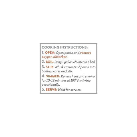 Minestrone soup cooking instructions with step-by-step directions in a white box.