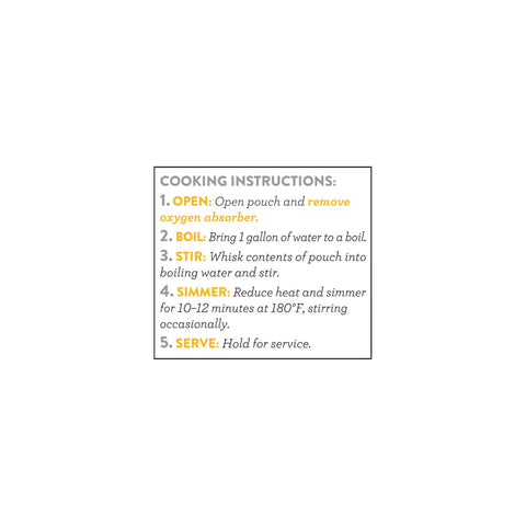 Potato chowder cooking instructions step-by-step in boxed text on white background