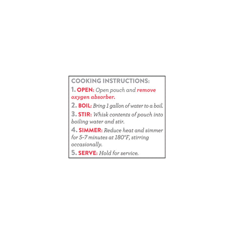Tomato basil soup cooking instructions with five preparation steps in a boxed layout.